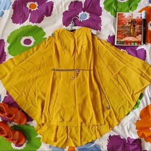 Vintage 60s RARE Mustard Mini Batwing Cape Dress